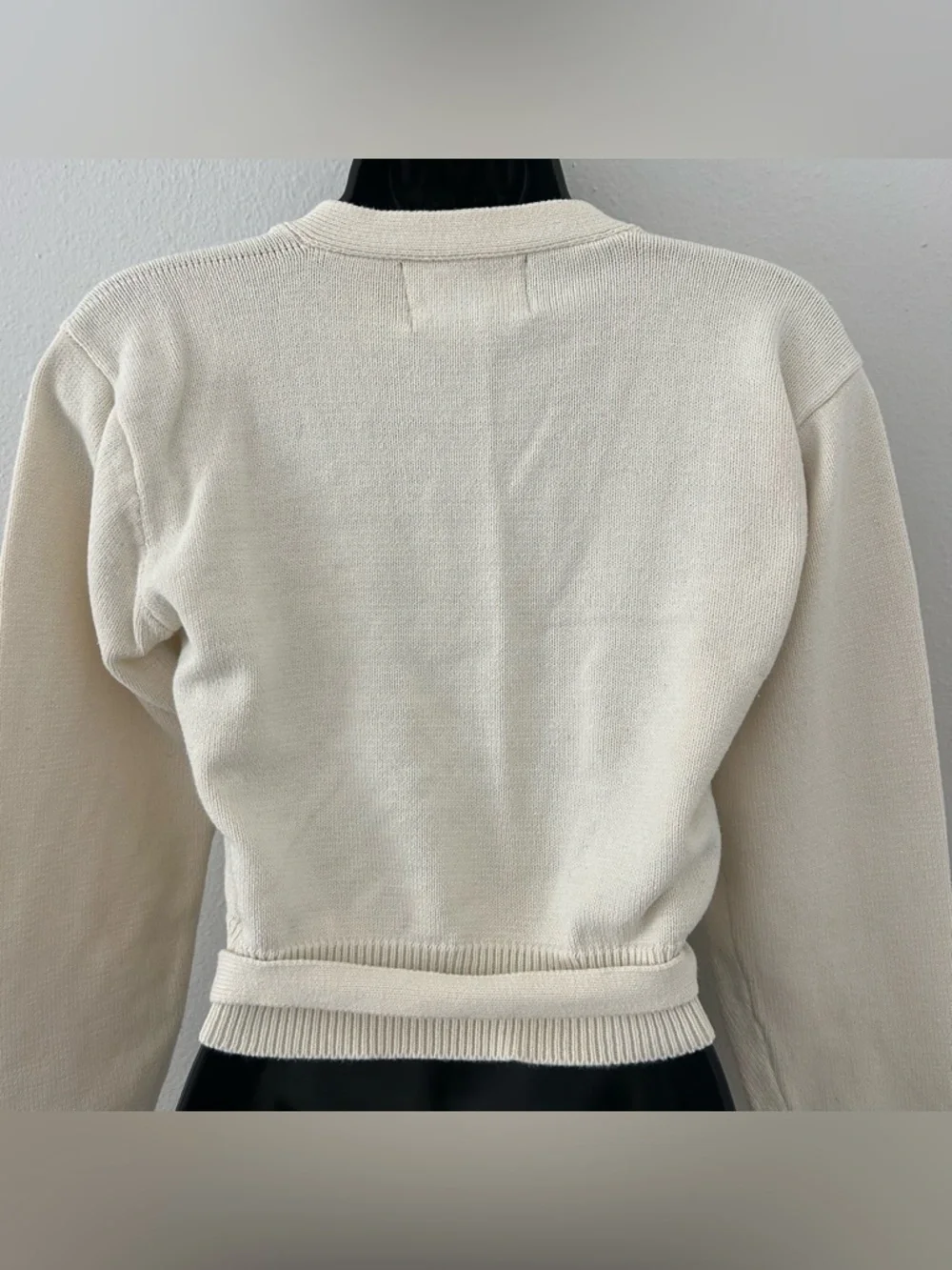Vintage Ralph Lauren 100% Cotton Wrap Sweater Womens L Ballet Classic Prep Cream - Picture 5 of 8
